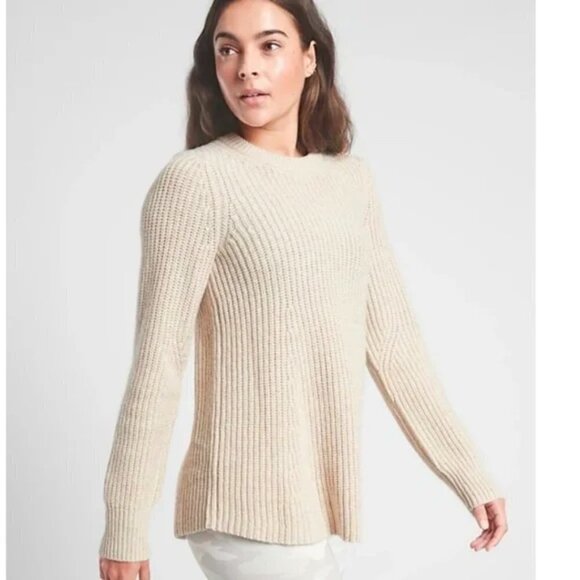 Athleta Sweaters - Athleta Sierra Crew Knit Wool Blend Sweater Beige Small